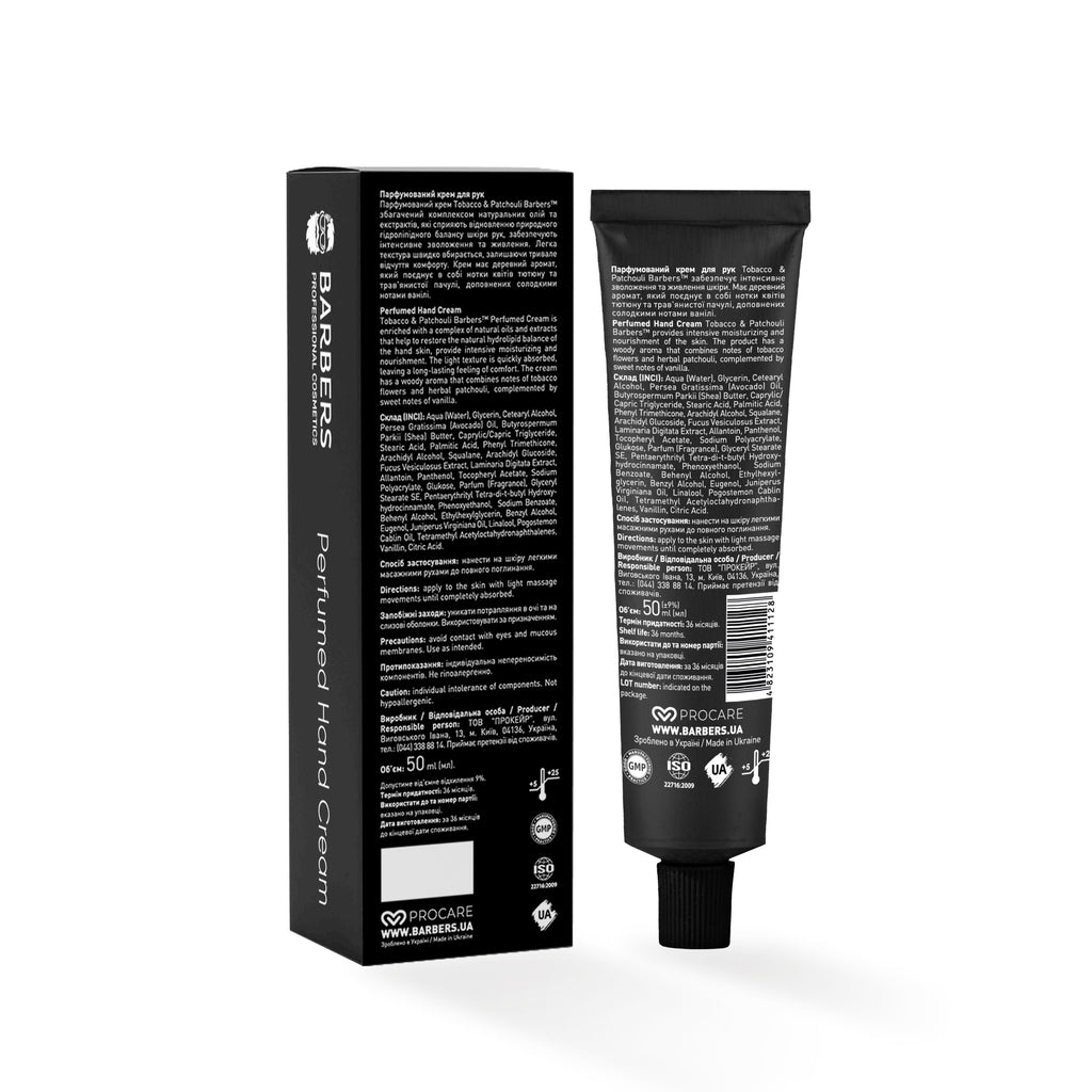 Barbers Tobacco & Patchouli Perfumed Hand Cream, 50 ml