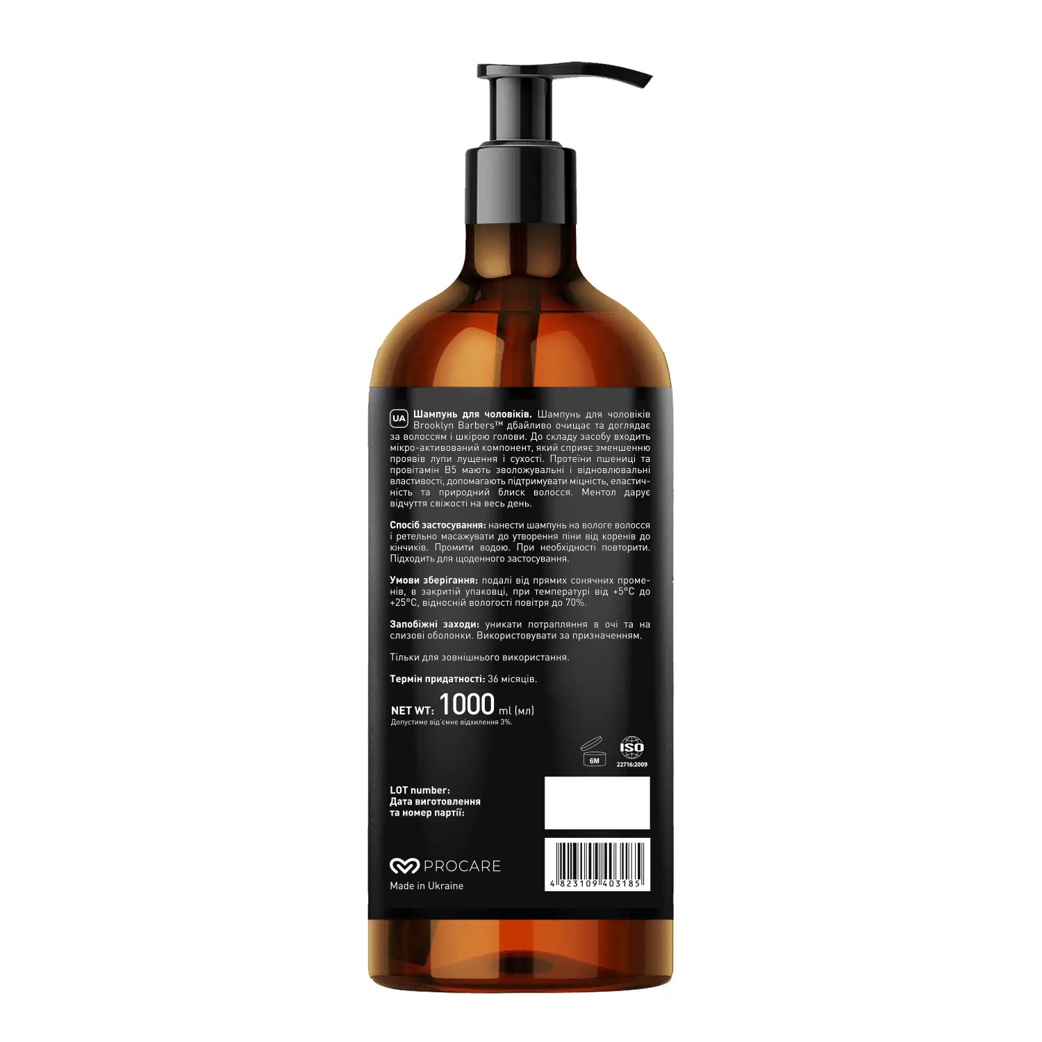 Barbers Brooklyn Anti-Dandruff Shampoo for Men, 1000 ml